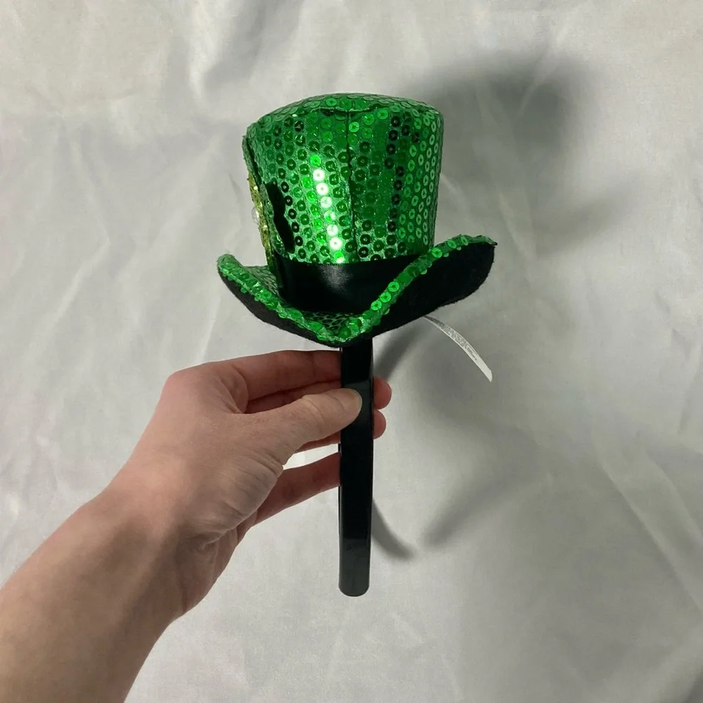 Saint Patrick’s Day Four Leaf Shamrock Clover Green Sequined Top Hat Headband